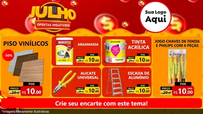 Modelo de TV para TV Horizontal com o tema Julho Ofertas Imbatíveis para Material para Construção