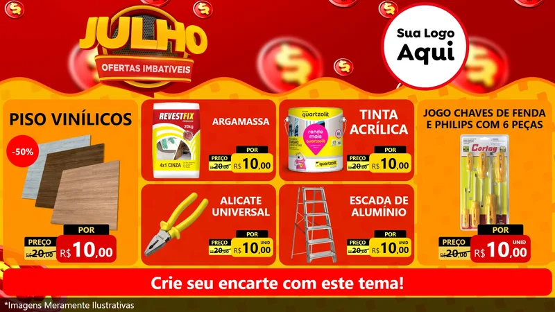 Modelo de TV para TV Horizontal com o tema Julho Ofertas Imbatíveis para Material para Construção