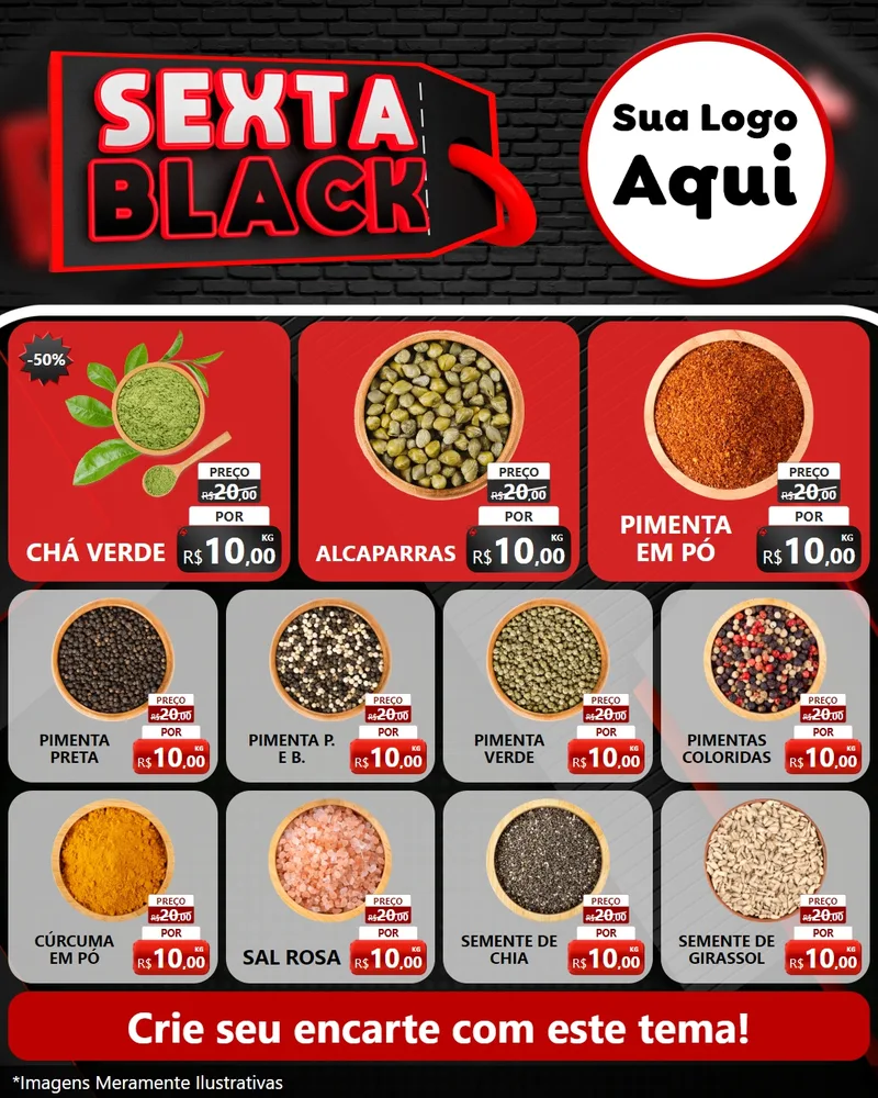 Modelo de Rede Social para Feed Instagram com o tema Sexta Black para Produtos Naturais