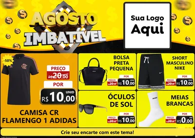 Modelo de Encarte para Encarte A4 Horizontal com o tema Agosto Imbatível para Roupas e acessórios