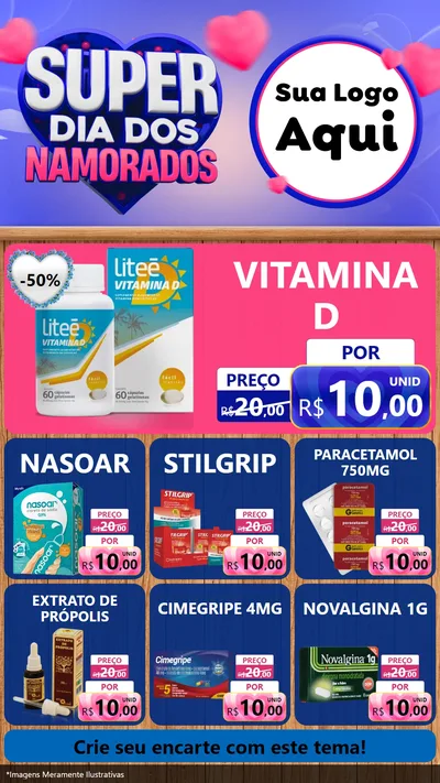 Modelo de Rede Social para Stories com o tema Super Dia dos Namorados para Farmácia