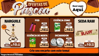 Modelo de TV para TV Horizontal com o tema Ofertas de Páscoa para Tabacaria