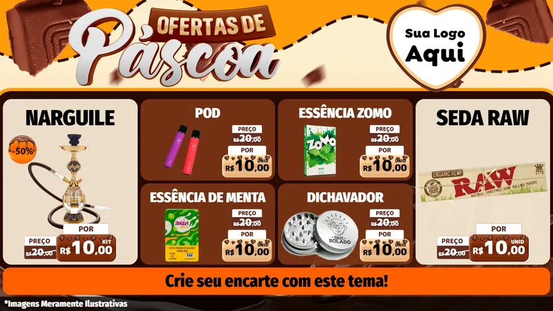 Modelo de TV para TV Horizontal com o tema Ofertas de Páscoa para Tabacaria