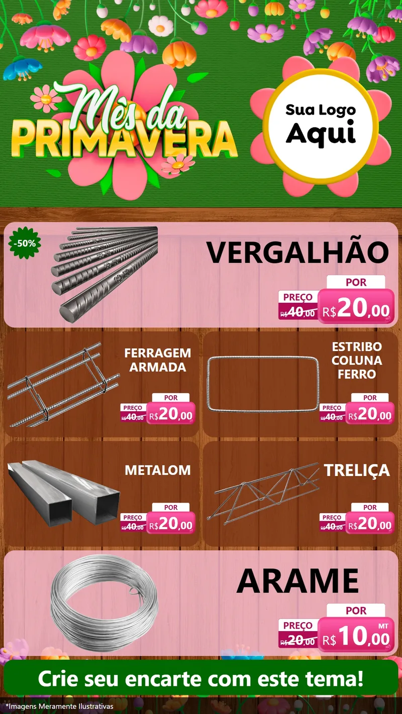 Modelo de TV para TV Vertical com o tema Mês da Primavera para Ferragens
