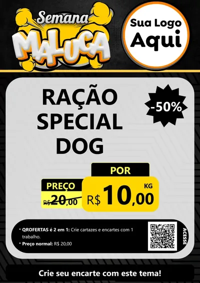 Modelo de Cartaz para Cartaz A4 Vertical com o tema Semana Maluca para Pet Shop