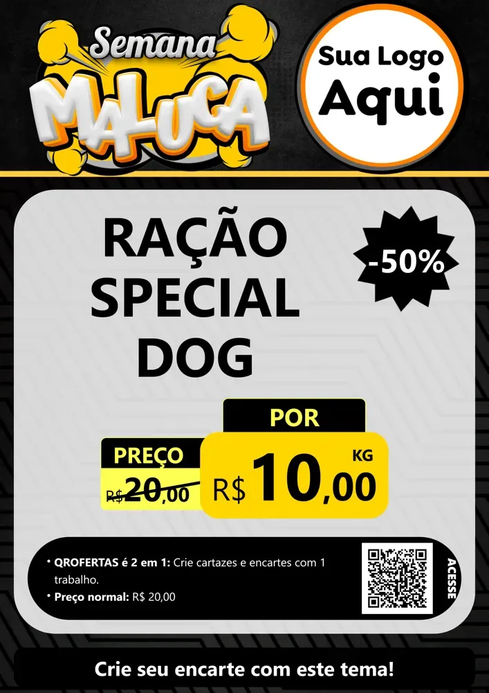 Modelo de Cartaz para Cartaz A4 Vertical com o tema Semana Maluca para Pet Shop