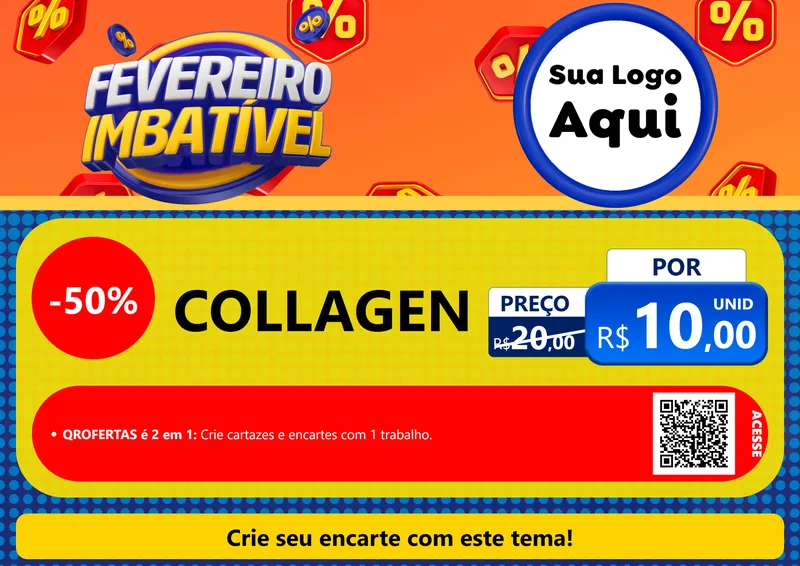 Modelo de Cartaz para Cartaz A4 Horizontal com o tema Fevereiro Imbatível para Suplementos alimentares