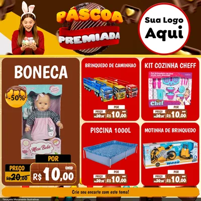 Modelo de Rede Social para Feed Facebook com o tema Páscoa Premiada para Brinquedos
