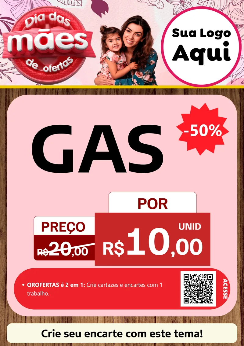 Modelo de Cartaz para Cartaz A4 Vertical com o tema Dia Das Mães De Ofertas para Água e gás
