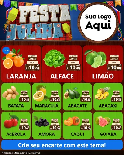 Modelo de Rede Social para Feed Instagram com o tema Festa Julina para Hortifrúti
