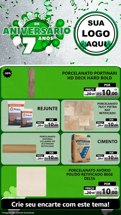 Modelo de TV para TV Vertical com o tema Promoção de Aniversário - 7 Anos para Pisos e revestimentos