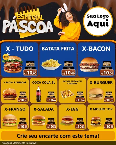 Modelo de Rede Social para Feed Instagram com o tema Especial Páscoa para Hamburgueria