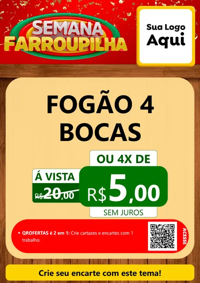 Modelo de Cartaz para Cartaz A4 Vertical com o tema Semana Farroupilha para Móveis e Eletro