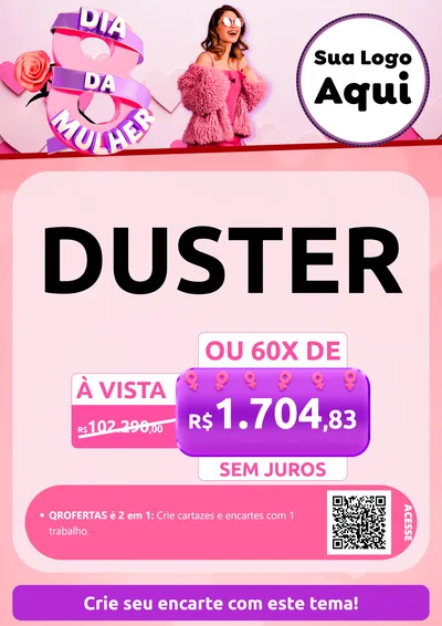 Modelo de Cartaz para Cartaz A4 Vertical com o tema Dia da Mulher para Concessionaria de Carros