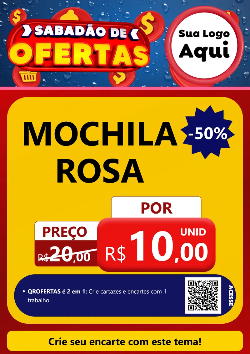 Modelo de Cartaz para Cartaz A4 Vertical com o tema Sabadão de Ofertas para Papelaria