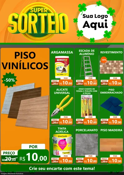 Modelo de Encarte para Encarte A4 Vertical com o tema Super Sorteio para Material para Construção