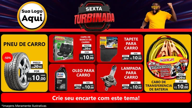 Modelo de TV para TV Horizontal com o tema Sexta Turbinada para Auto peças