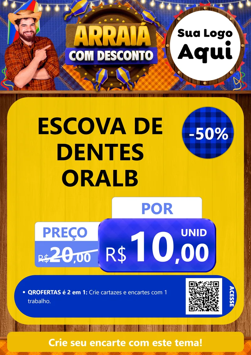Modelo de Cartaz para Cartaz A4 Vertical com o tema Arraiá Com Desconto para Higiene Pessoal