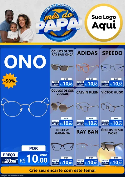Modelo de Encarte para Encarte A4 Vertical com o tema Ofertas Imperdíveis Mês Do Papai para Óticas