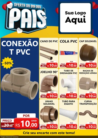 Modelo de Encarte para Encarte A4 Vertical com o tema Oferta Do Dia Dos Pais para Tubos e conexões