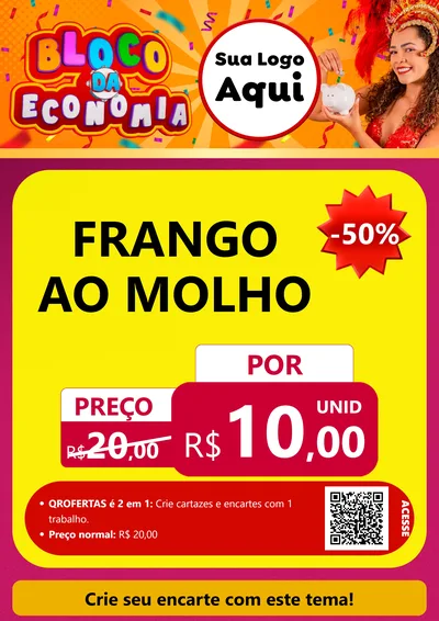 Modelo de Cartaz para Cartaz A4 Vertical com o tema Bloco da Economia para Restaurante