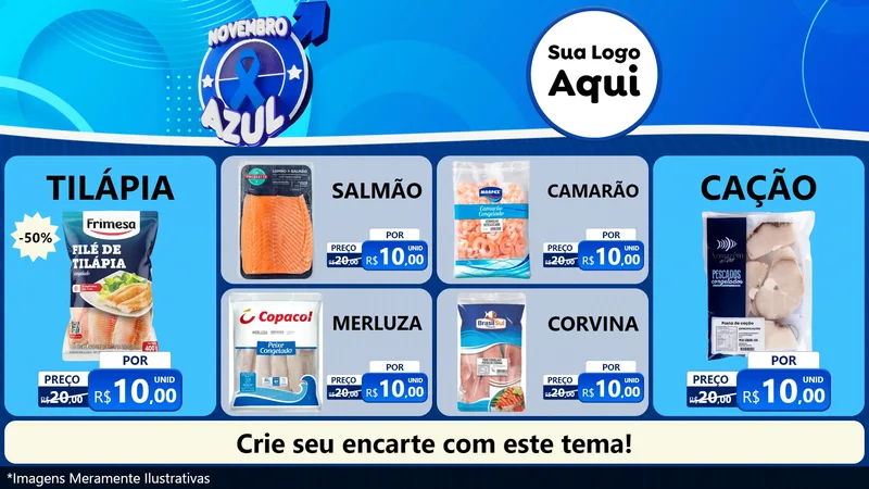 Modelo de TV para TV Horizontal com o tema Novembro Azul para Peixaria