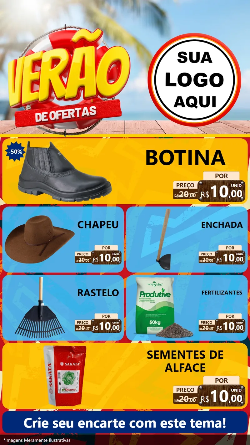 Modelo de TV para TV Vertical com o tema Verão de Ofertas para Agropecuária
