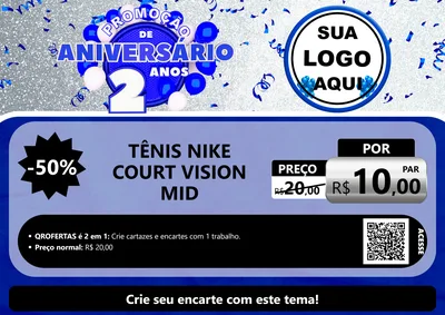 Modelo de Cartaz para Cartaz A4 Horizontal com o tema Promoção de Aniversário - 2 Anos para Calçados