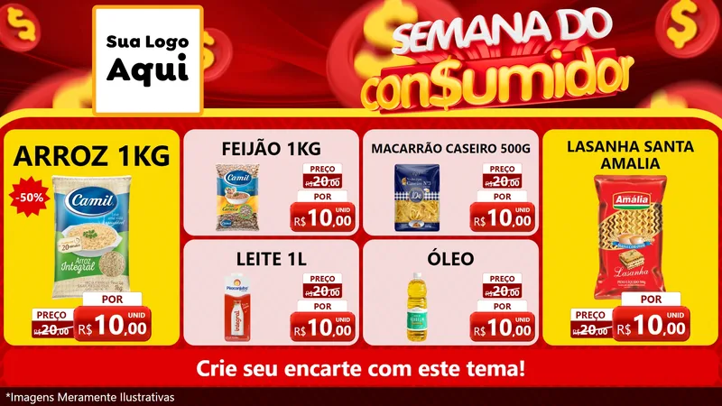 Modelo de TV para TV Horizontal com o tema Semana do Consumidor para Supermercado