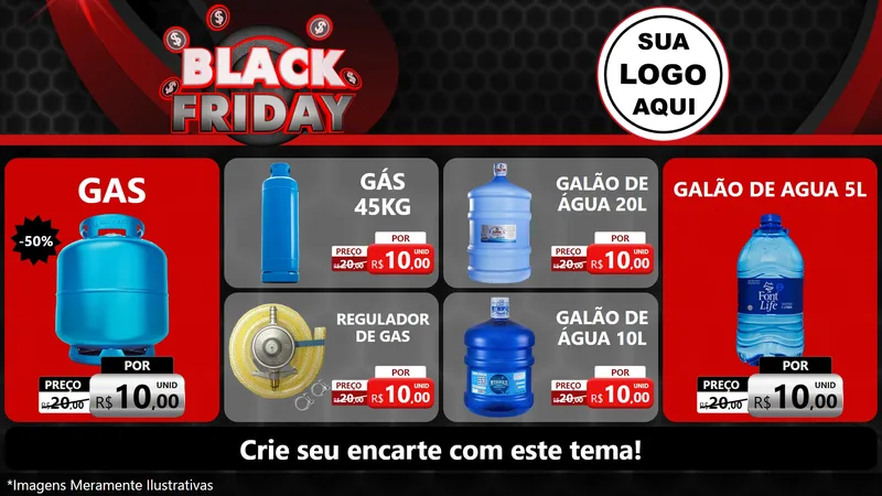 Modelo de TV para TV Horizontal com o tema Black Friday para Água e gás