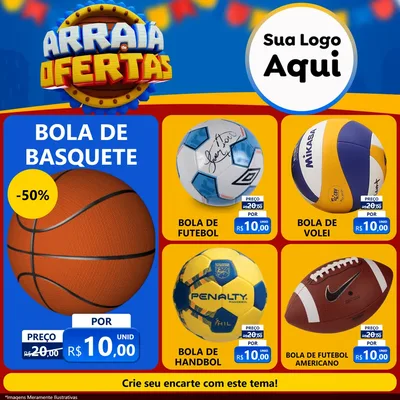 Modelo de Rede Social para Feed Facebook com o tema Arraiá de Ofertas - Junina para Artigos Esportivos