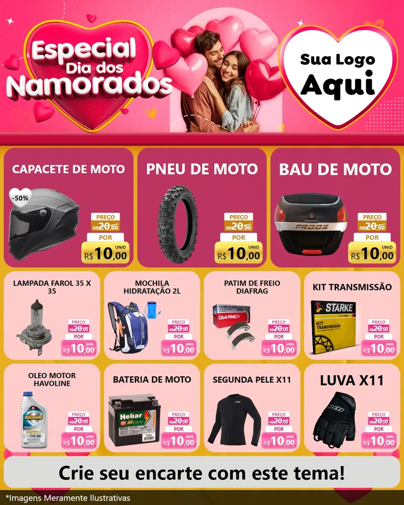 Modelo de Rede Social para Feed Instagram com o tema Especial Dia dos Namorados para Moto peças