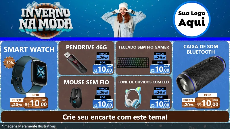 Modelo de TV para TV Horizontal com o tema Inverno na Moda para Informática