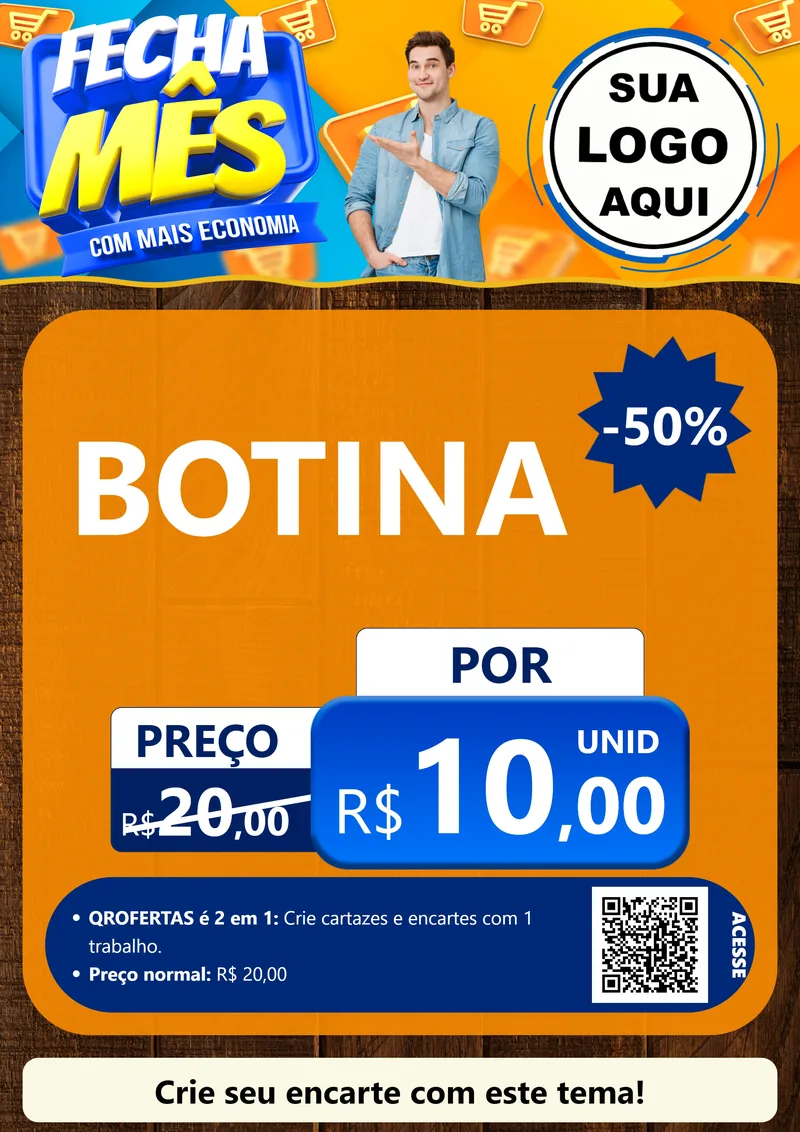 Modelo de Cartaz para Cartaz A4 Vertical com o tema Fecha Mês Com Mais Economia para Agropecuária