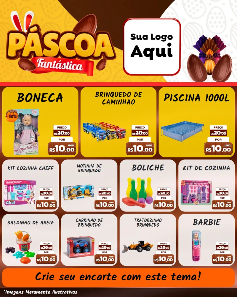 Modelo de Rede Social para Feed Instagram com o tema Páscoa Fantástica para Brinquedos