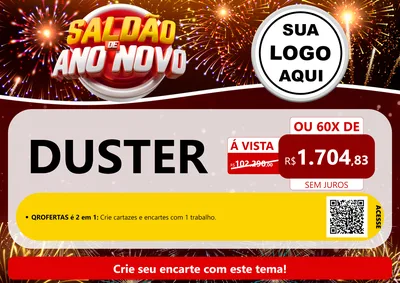Modelo de Cartaz para Cartaz A4 Horizontal com o tema Saldão de Ano Novo para Concessionaria de Carros