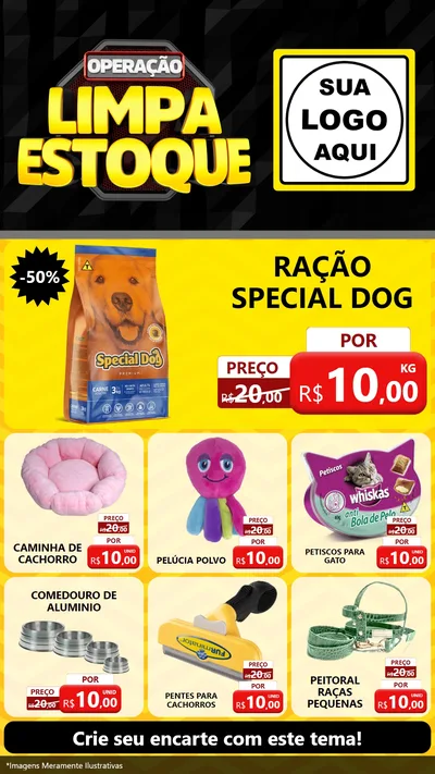 Modelo de Rede Social para Stories com o tema Operação Limpa Estoque para Pet Shop