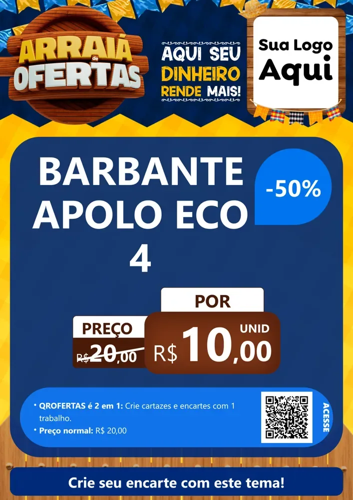 Modelo de Cartaz para Cartaz A4 Vertical com o tema Arraiá de Ofertas - Junina para Armarinho e Aviamentos