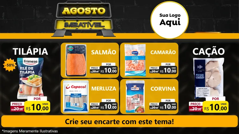 Modelo de TV para TV Horizontal com o tema Agosto Imbatível para Peixaria
