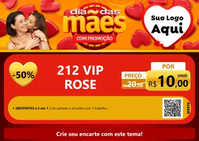 Modelo de Cartaz para Cartaz A4 Horizontal com o tema Dia das Mães com Promoção para Perfumes