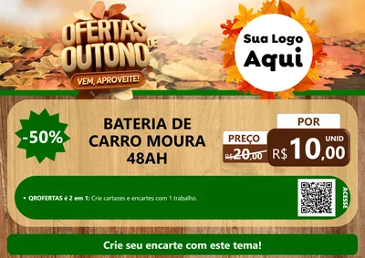 Modelo de Cartaz para Cartaz A4 Horizontal com o tema Ofertas de Outono - Vem, Aproveite! para Baterias Elétricas
