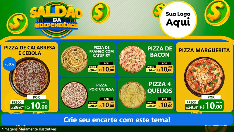 Modelo de TV para TV Horizontal com o tema Saldão da Indepêndencia para Pizzaria