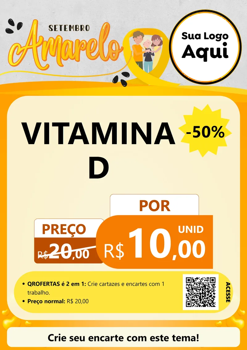 Modelo de Cartaz para Cartaz A4 Vertical com o tema Setembro Amarelo para Farmácia
