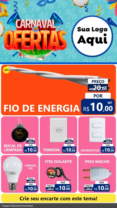 Modelo de Rede Social para Stories com o tema Carnaval de Ofertas para Materiais Elétricos