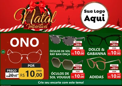 Modelo de Encarte para Encarte A4 Horizontal com o tema Natal Imperdível para Óticas