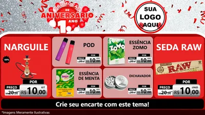 Modelo de TV para TV Horizontal com o tema Promoção de Aniversário - 1 Ano para Tabacaria
