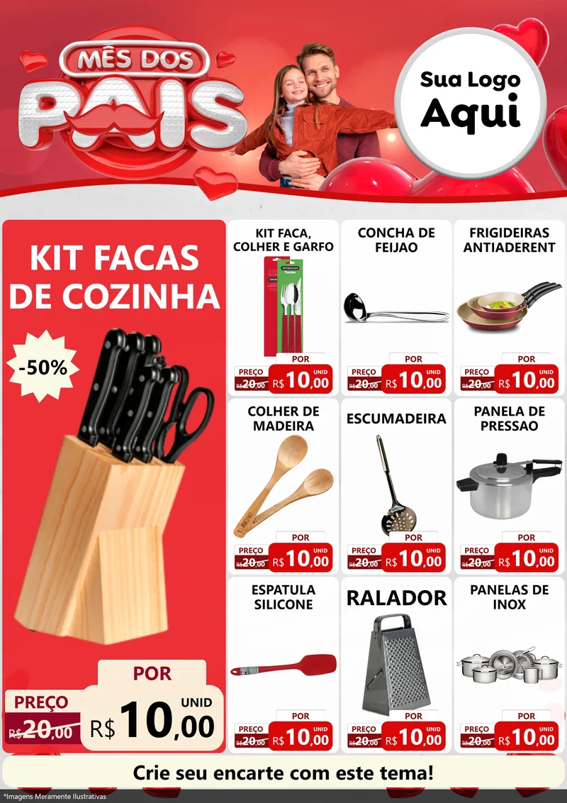Modelo de Encarte para Encarte A4 Vertical com o tema Mês dos Pais para Utilidades Domésticas