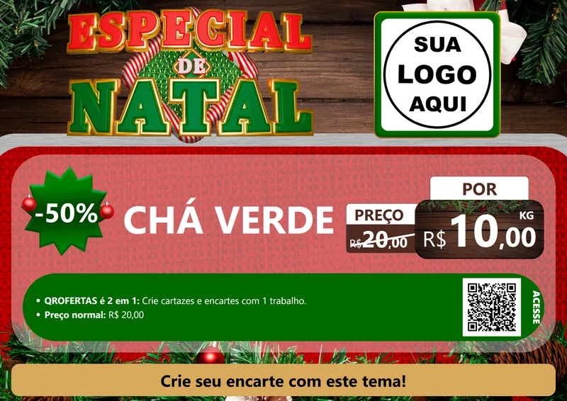 Modelo de Cartaz para Cartaz A4 Horizontal com o tema Especial de Natal para Produtos Naturais