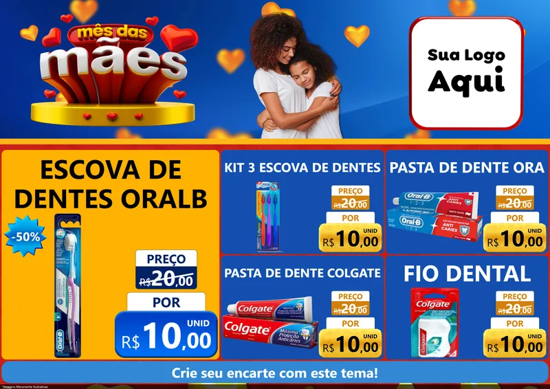 Modelo de Encarte para Encarte A4 Horizontal com o tema Mês das Mães para Higiene Pessoal