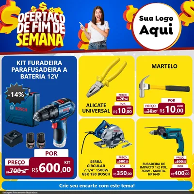 Modelo de Rede Social para Feed Facebook com o tema Ofertaço de Fim de Semana para Maquinas e Ferramentas